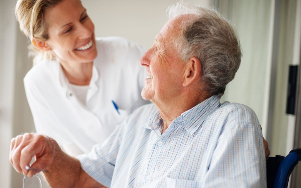 Man learning about hearing aid facts.