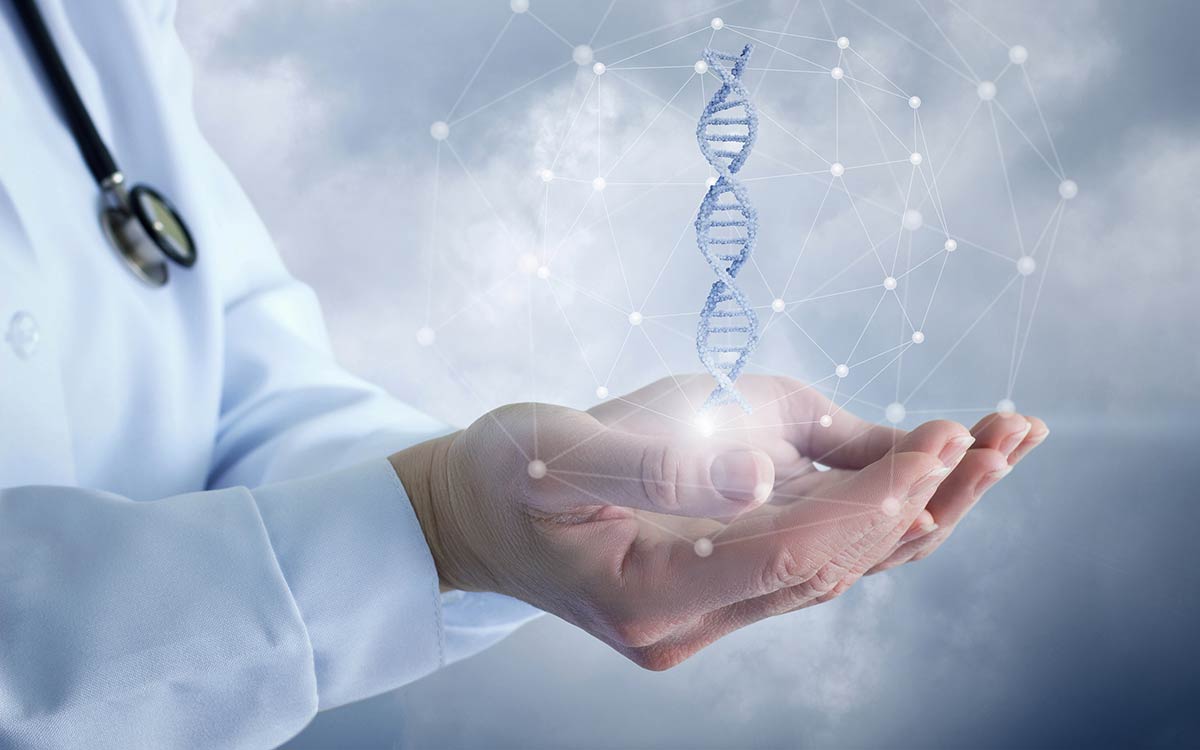 DNA and genetics molecule representing how hearing loss is genetic.