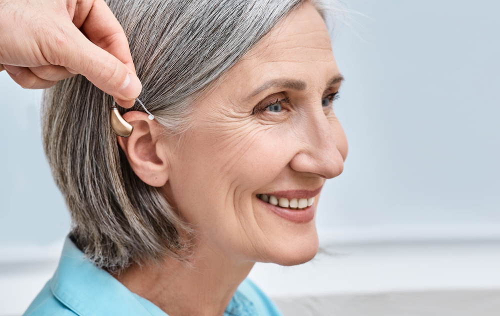 Lady using hearing aids