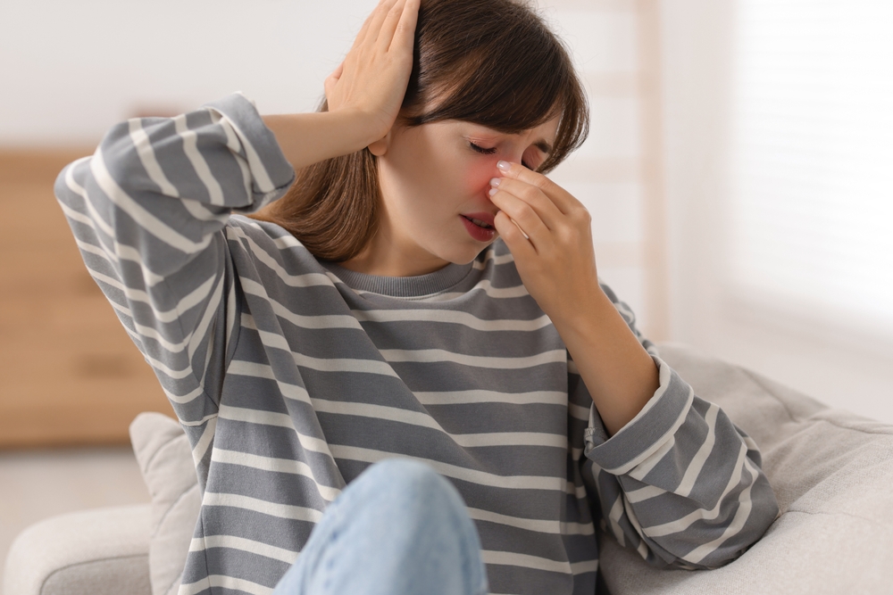 Girl with sinus infection